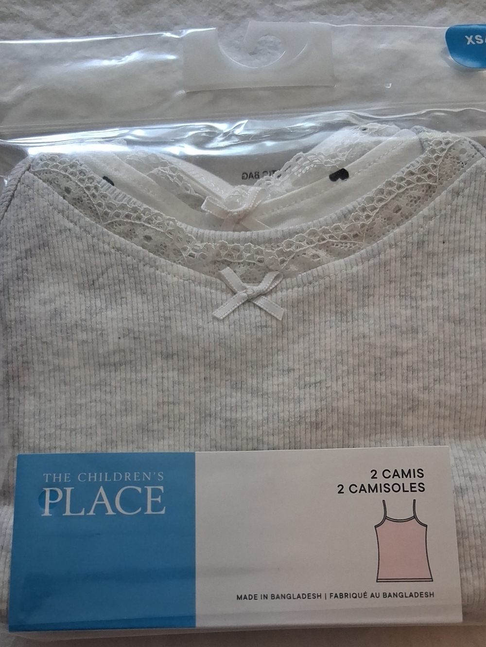 The Children's Place White & Heather Gray Girls' Lace Trim Camisoles - 2 Pack